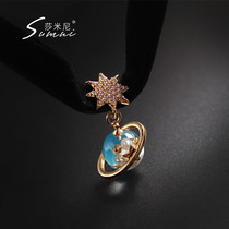 Planet 18K gold star moon black flannel neck with chain choker circle personality fashion cute temperament woman