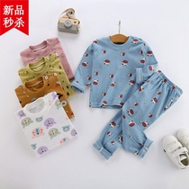 Parent-child CUHK Childrens autumn clothes Autumn pants suit 2019 new children lingerie suit pure cotton cartoon boy dress