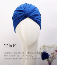 South Koreas new Korean version of fashion is not waterproof sunscreen comfortable long hair oversized swimming cap blue folds women