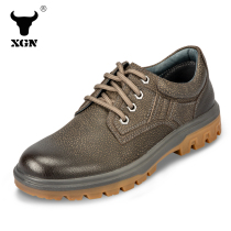 XGN Spring Autumn New Mens Shoes Genuine Leather Short Boots Fashion 100 Hitch Casual Leather Shoes Inglén Low Help Tooling Martin Boots