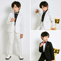 Childrens handsome dress set Spring and Autumn Boys Wedding Flower Boy Black and White Suit Piano Host Performing Suit