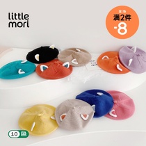 2021 personality cartoon cat ears wool beret autumn and winter solid color painter hat cute female baby pumpkin hat tide tide