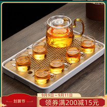 Glass bubble teapot thickened high temperature teapot tea breinner household flower teapot cooking teapot kung fu tea cup dry bubble plate