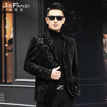 Leather leather leather mens suit sheep jacket thin spring and autumn new youth suit soft leather jacket fashion tide