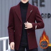 Add velvet jacket mens 2021 new autumn and winter short casual woolen windbreaker mens Korean fashion brand mens jacket