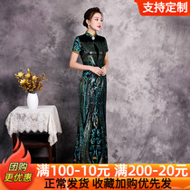 Fishtail Qipao Walk Show High-end performance The golden velvet improvement 2022 The new one-piece dress is young everyday to wear