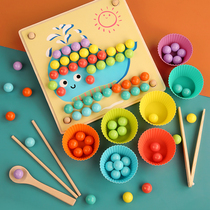 Childrens early education using chopsticks and beads toys