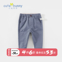  cutebunny baby autumn small boy casual pants All-match baby cotton trousers mens treasure straight pants Western style