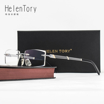 Diamond trimmed glasses mens fashion rimless glasses frame with finished myopia glasses silver XL2206