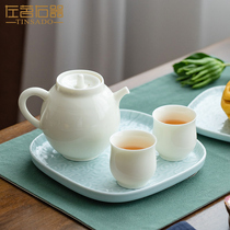Left Tea Right Instrumental Large ceramic Tea Water Separation Bubble Teapot Tea Cup Suit Home With Filter Day Tea Set White Porcelain