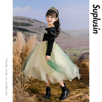 Girls' dress Spring Festival 2023 New Spring Princess Anna's birthday dress Children's high-end ocean-faced skirt