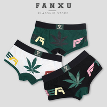 Fanxu mens panties boxer cotton Maple Leaf boxer pants four corner trend personality underwear mens shorts pants