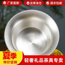 Silver tea set 999 sterling silver inner pot tea maker Kung Fu Jingdezhen ceramic gilt silver enamel color three-cai tea cover bowl