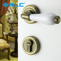 KLC European style bronze indoor door lock split lock bedroom antique lock white ceramic door handle