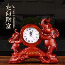 Zen Pavilion clock decoration Peach wood carving elephant housewarming wedding gift Home decoration