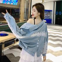 Denim Jacket Woman 2020 Spring Autumn Season New Tide Korean Version Bf Loose Lace Splicing Small Subshort blouses