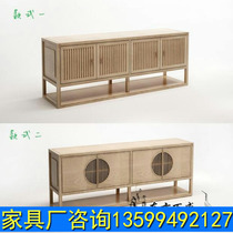New Chinese-style model house homestay TV cabinet solid wood living room audio-visual cabinet storage ground cabinet Teahouse storage cabinet