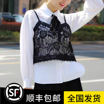 Pin Brothers new brand of womens clothing 2021 early autumn black lace short vest outside the female camisole small vest