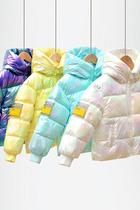 2021 autumn and winter New short children colorful down cotton jacket boys and girls thick hooded warm coat