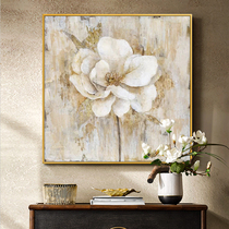 Hand-painted abstract oil painting white gardenia flower living room porch decorative painting large restaurant aisle background wall hanging painting