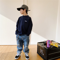 JUSTIN children spring and autumn cotton plain color Korean casual T-shirt boys T-shirt long sleeve loose base base shirt