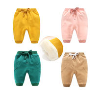 Bai Lai Lechun autumn baby cotton pants male baby plus velvet thickened warm 3 months wearing female leggings