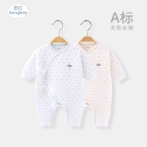 Ambe baby one-piece clothes cotton newborn clothes 0 to 6 months treasure treasure Spring and autumn clothes cotton thick ha clothes climbing clothes