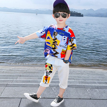 Boys summer suit 2021 new Korean version short-sleeved Western style childrens clothing childrens summer handsome shorts two-piece set tide