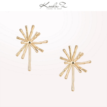 Thick gold plated cold wind advanced sense design sense divergent metal coral earrings earrings earrings ear clip without ear hole female Europe and America