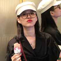 Retro Net red same black round glasses frame urchin adult big frame black thick frame myopia glasses female male