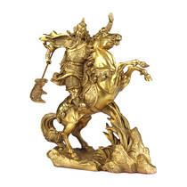 Juyuanpai Brass Horse Riding Guan Gong ornaments Bronze Statue Wu Caixian Guan Yu Dadaoku Statue Buddha Statue