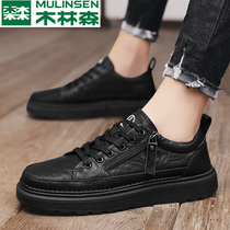 Wood Linson Shoes Mens Summer Breathable Mens Shoes Soft Bottom Casual Leather Shoes 2022 New Mens Shoes Genuine Leather Board Shoes