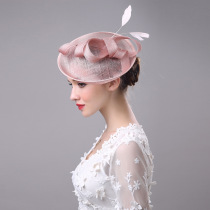 Summer European and American outdoor ladies hat western style linen banquet bridal hat bow feather headdress English top hat