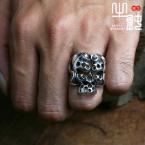 Bull blunt Seiko TD Skull Ring Man Hand Re - Re - Re - Anti - Re - ancient Old 925 pure silver