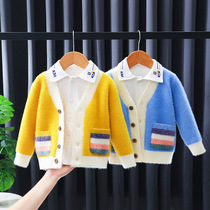 Children cotton sweater cardigan spring autumn 2021 new boy long sleeve sweater 0 years old 4 baby knitwear