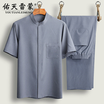 Dad summer ice silk short-sleeved t-shirt mens summer thin section middle-aged vegetable toys foreign vehicles with lithium