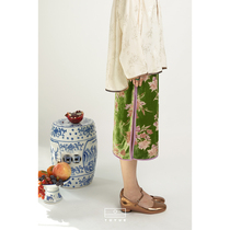 TUYUE Coated Moon Design Green Real Silk Velvet Jacquard Half Body Skirt Woman Summer China Wind Side Open Fork H Type Step Skirt
