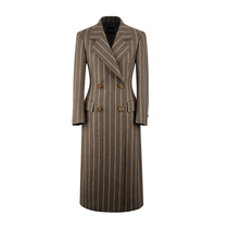 iTidano 2022 Autumn Winter New Wool Coat Women Slim Long Striped Wool Wool Coat Long Sleeve