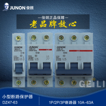 Junlang DZ47 leakage air switch 1P 2P 3P Small circuit breaker Air open short circuit protector Household switch