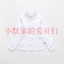Eaton girl sleeve lace with long sleeve shirt spring and autumn pure cotton tops English children white shirt