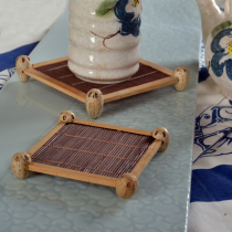 Square bamboo coasters Tic-tac-toe Teacup mat Bamboo tea tray Tea mat Wine cup mat Wine set bottom tray accessories Japanese coasters