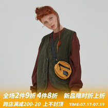 square houlest American corduroy tooling vest Mens and womens vests Japanese retro casual couple coat
