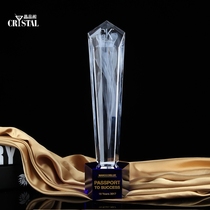 New flame crystal trophy custom creative lettering custom excellent employee award annual meeting award gift blue