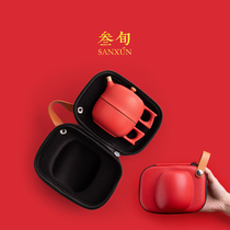Three-year gold to the court Red fast guest Cup ceramic one pot two cups single travel kung fu tea set carrying case