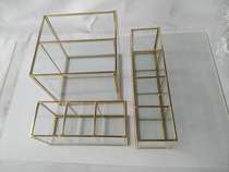 Simple glass makeup table desktop storage and finishing box Office desk stationery storage counter Dessert transparent display box