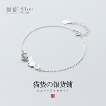 Cat Jellyfish Moon Light Stone Kitty Cat Bracelet Women S925 Pure Silver Adorable sensual little crowdsourced student minimalist Ornament Gift