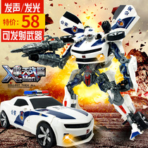 Deformation toy 4 super police car Hornet sound and light version of the large King Kong car robot boy child model