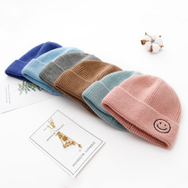 Childrens wool hat autumn and winter smiley face Korean boy hat bag head hat baby girl boy baby girl warm knitting