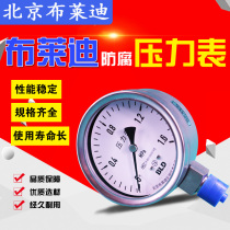 Beijing Brady stainless steel high precision pressure gauge YTH100 radial pressure hydraulic pressure vacuum gauge sale