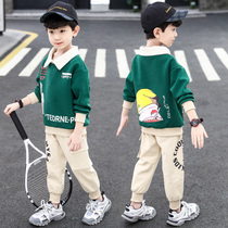 Boy Clothing Boy Spring Clothing Suit 2022 New Spring Autumn Season Boy Big Boy Child Foreign Air Two Sets Tide Clothes